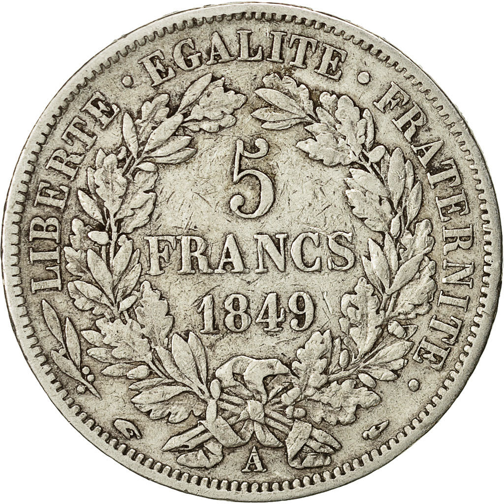 Moneta, Francia, Cérès, 5 Francs, 1849, Paris, BB, Argento, KM:761.1