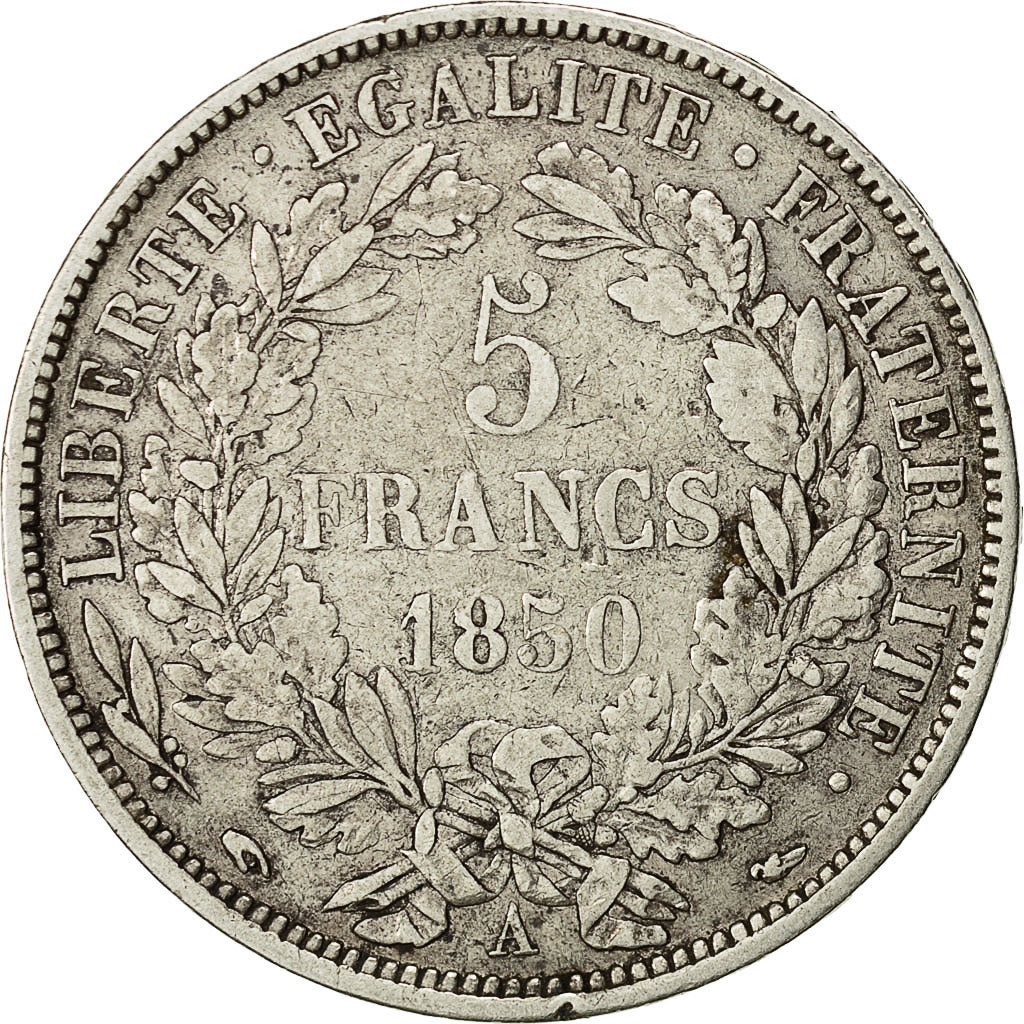 Coin, France, Cérès, 5 Francs, 1850, Paris, EF(40-45), Silver, KM:761.1