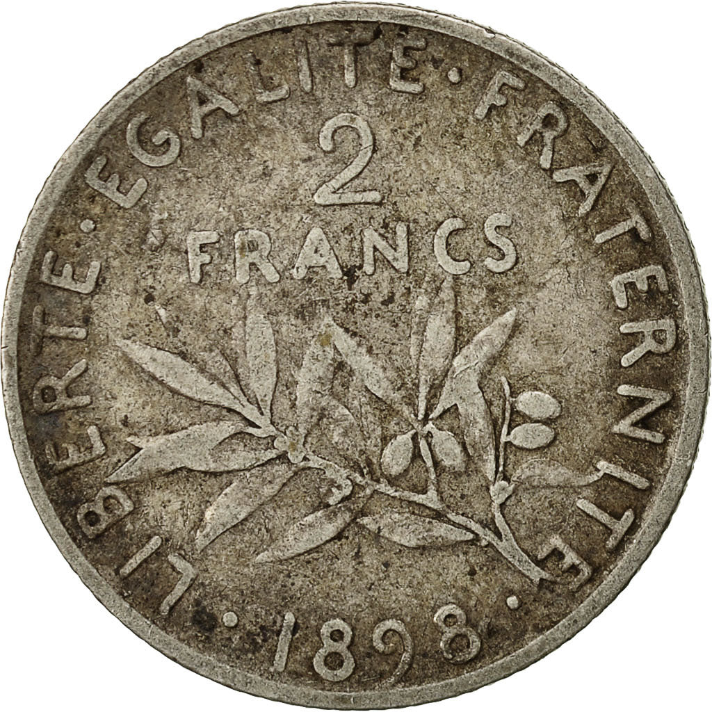Monnaie, France, Semeuse, 2 Francs, 1898, Paris, TB+, Argent, Gadoury:532