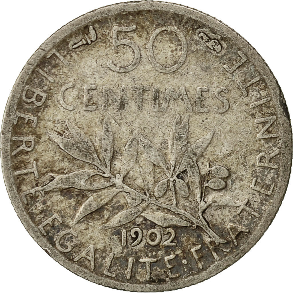 Coin, France, Semeuse, 50 Centimes, 1902, Paris, VF(20-25), Silver, KM:854