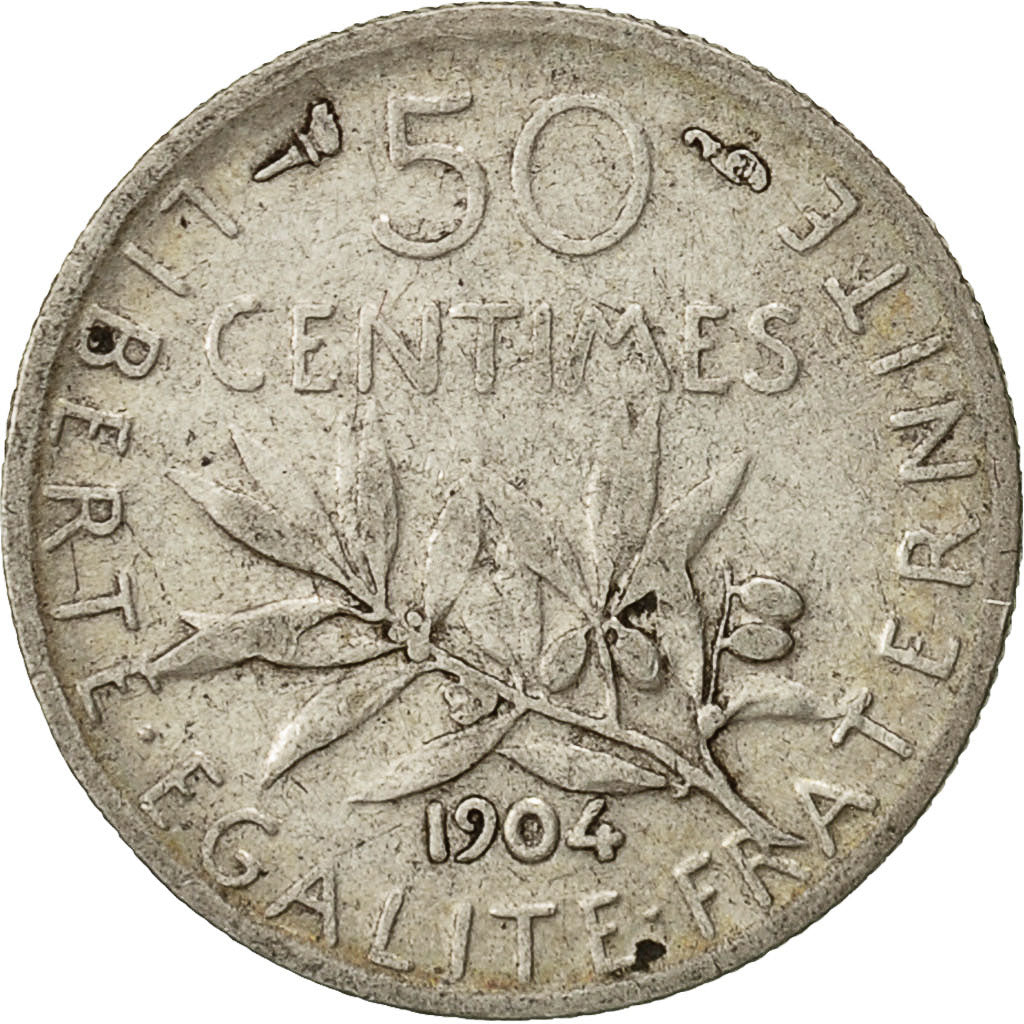Monnaie, France, Semeuse, 50 Centimes, 1904, Paris, TB+, Argent, Gadoury:420