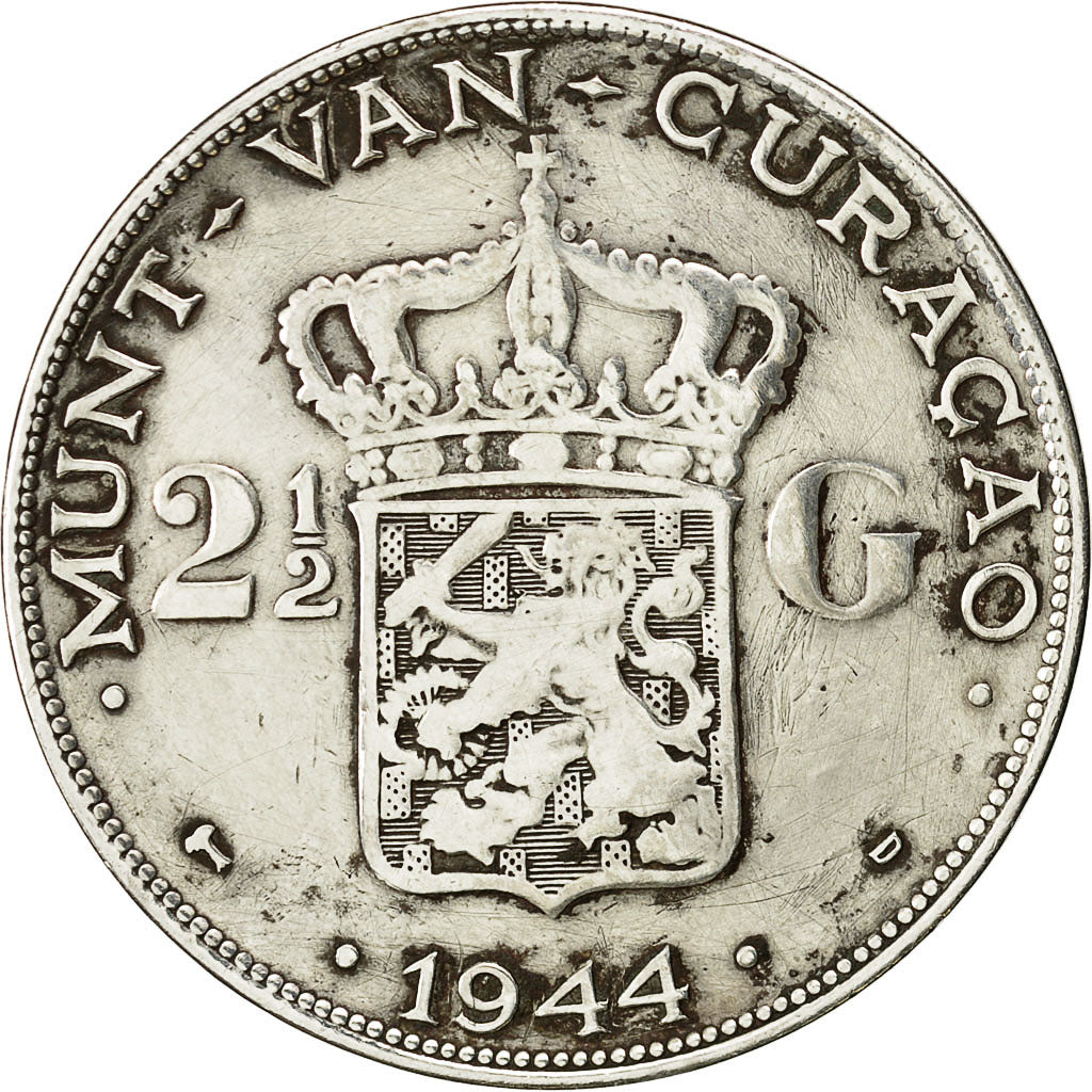 Münze, Curacao, 2-1/2 Gulden, 1944, Denver, USA, S+, Silber, KM:46