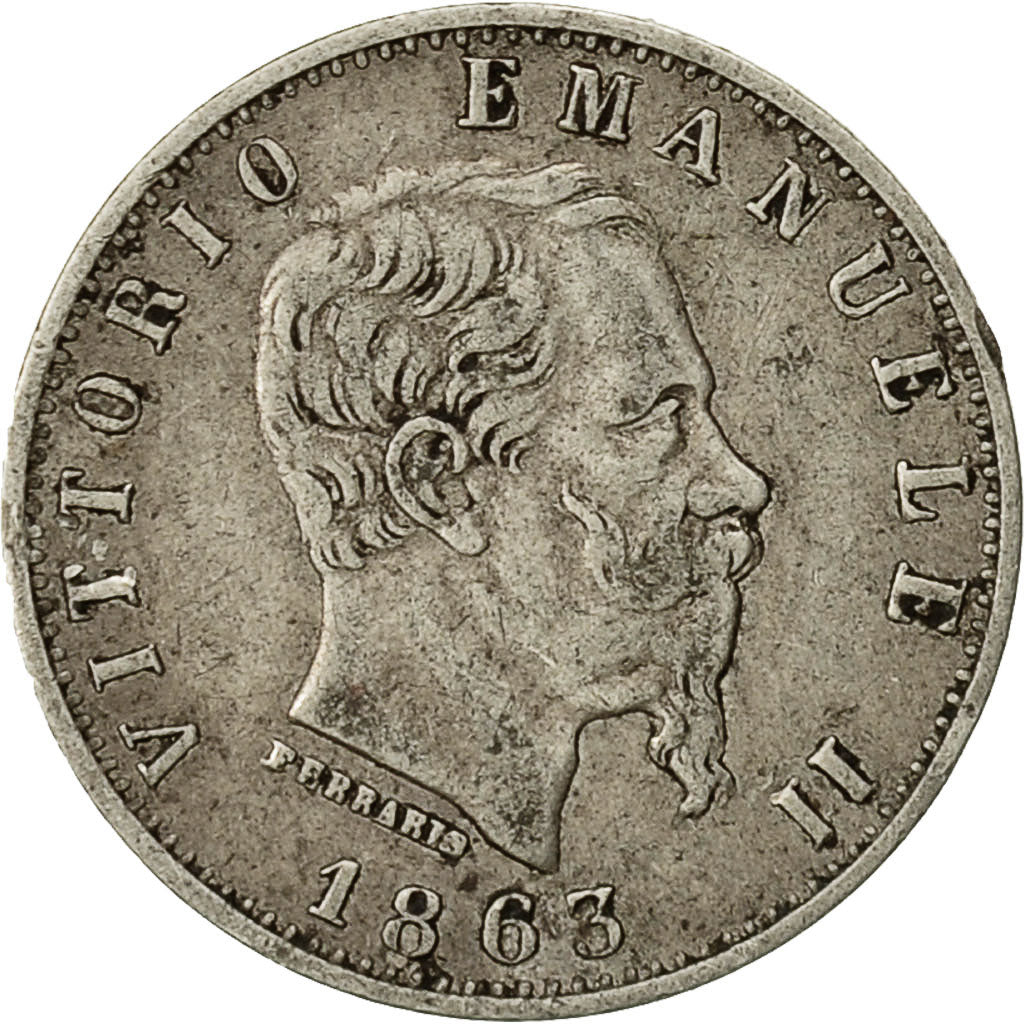 Moneta, Italia, Vittorio Emanuele II, 20 Centesimi, 1863, Milan, BB, Argento