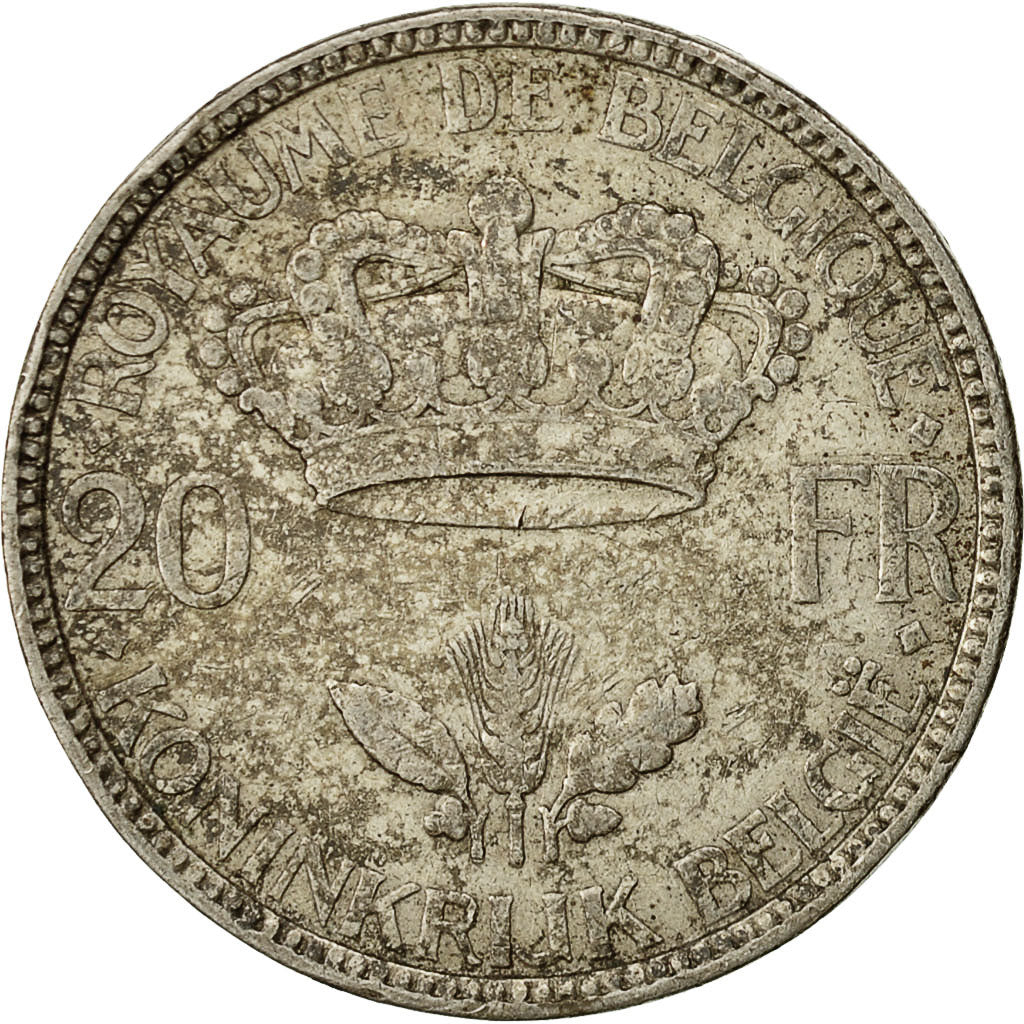 Coin, Belgium, Leopold III, 20 Francs, 20 Frank, 1935, VF(30-35), Silver, KM:105