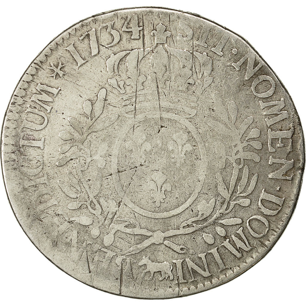 Monnaie, France, Louis XV, Écu de Béarn aux branches d'olivier, Ecu, 1734