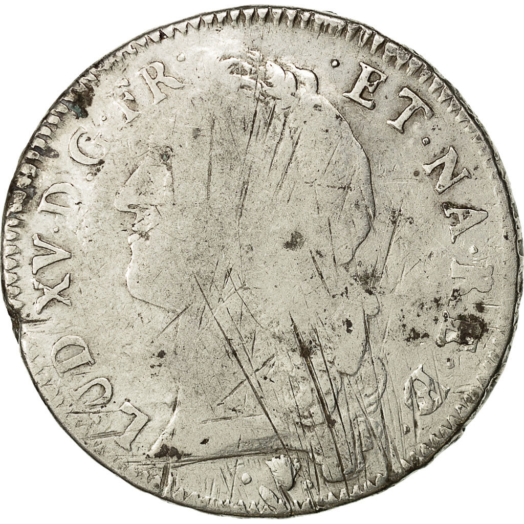 Coin, France, Louis XV, Écu de Béarn au bandeau, Ecu, 1755, Pau, F(12-15)