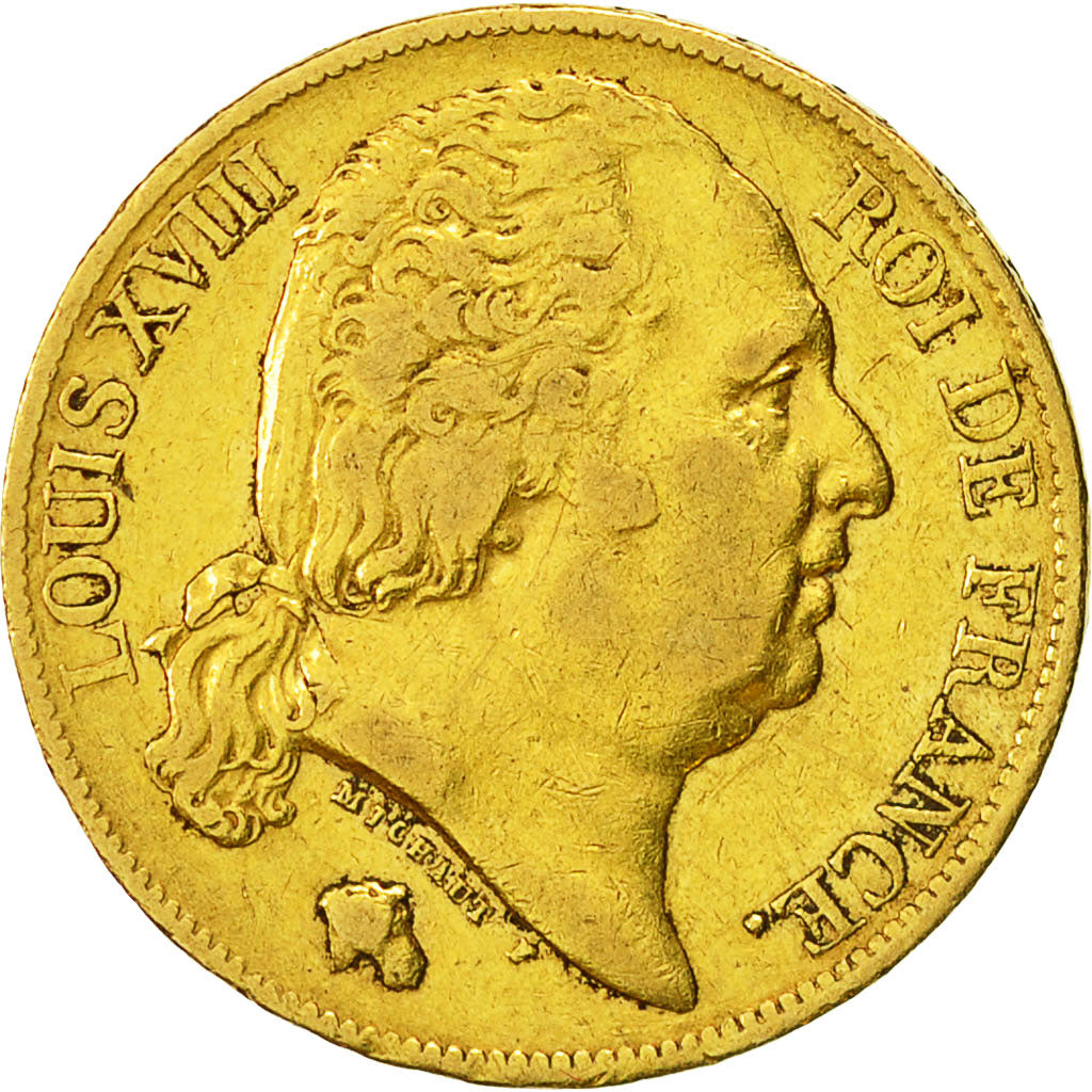 Munten, Frankrijk, Louis XVIII, Louis XVIII, 20 Francs, 1820, Paris, ZF, Goud