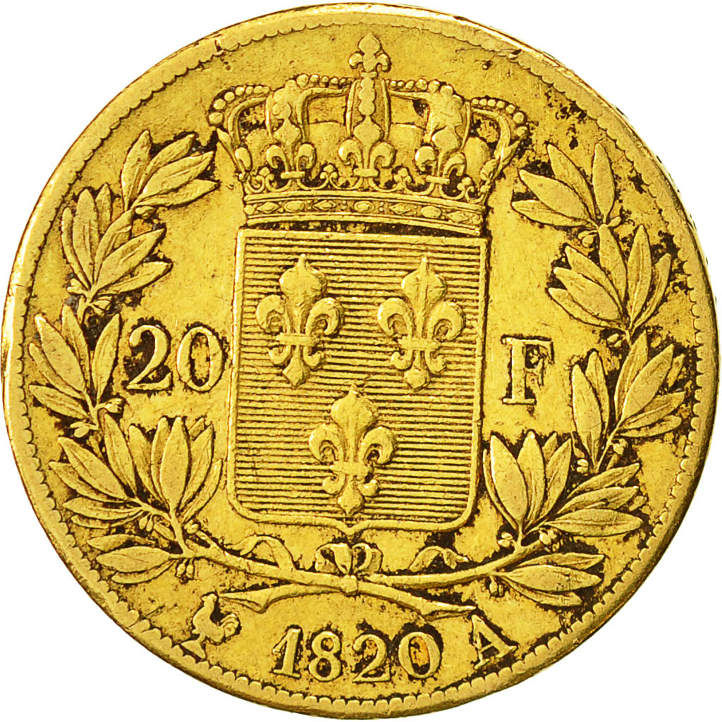 Munten, Frankrijk, Louis XVIII, Louis XVIII, 20 Francs, 1820, Paris, ZF, Goud