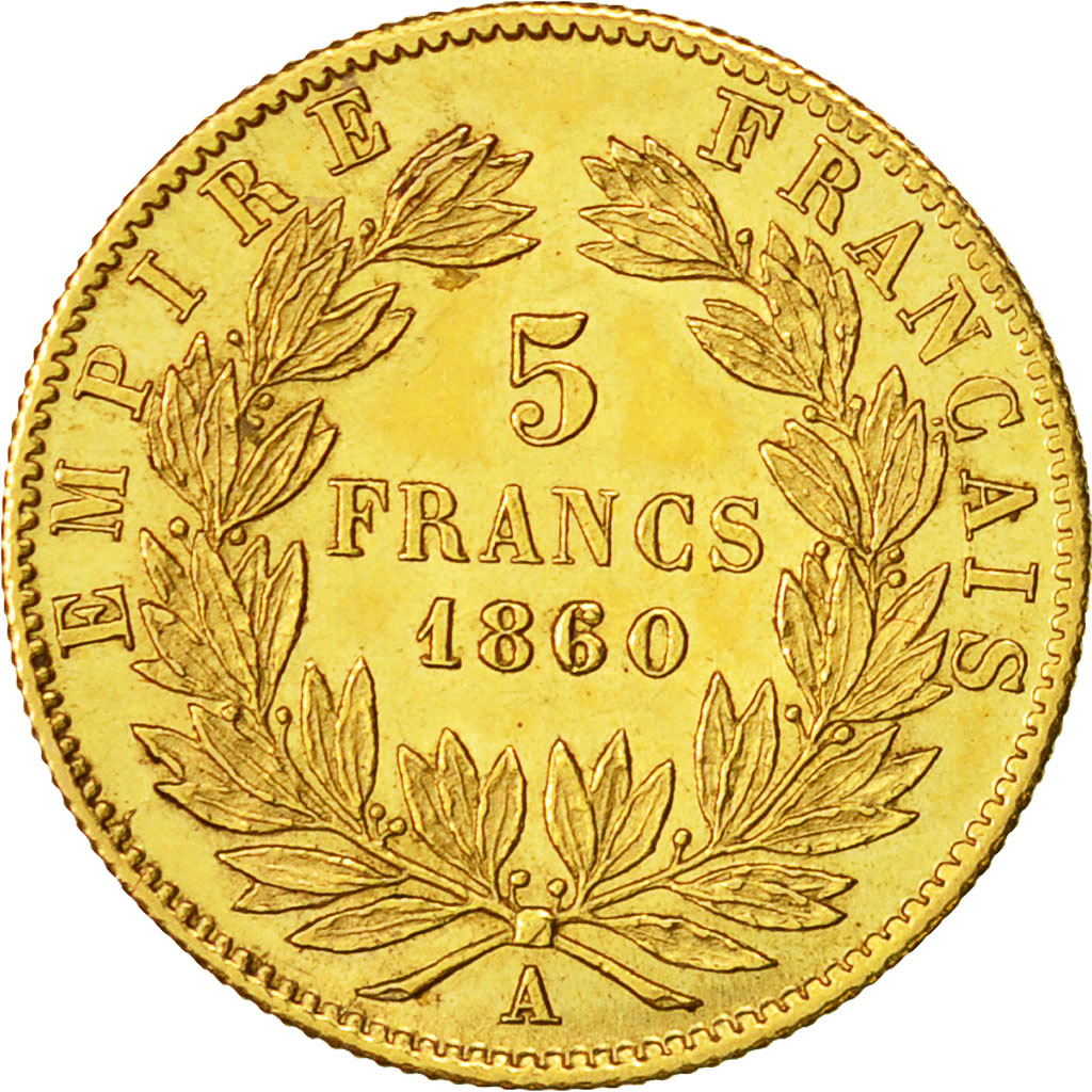 Munten, Frankrijk, Napoleon III, Napoléon III, 5 Francs, 1860, Paris, PR+