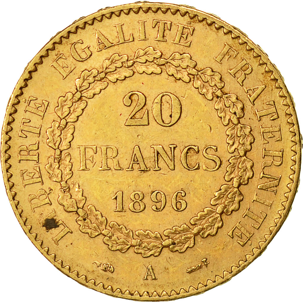 Moneta, Francia, Génie, 20 Francs, 1896, Paris, SPL-, Oro, KM:825, Gadoury:1063