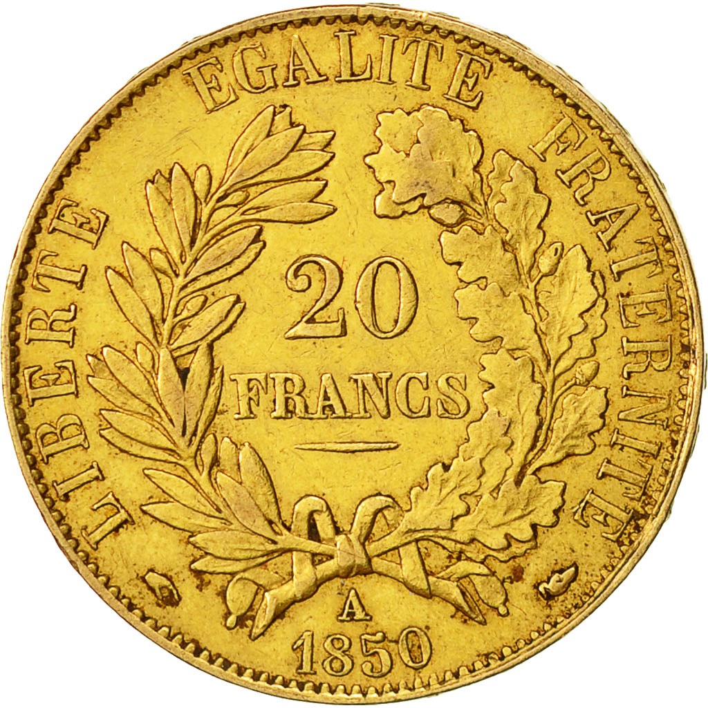 Moneda, Francia, Cérès, 20 Francs, 1850, Paris, EBC, Oro, KM:762, Gadoury:1059