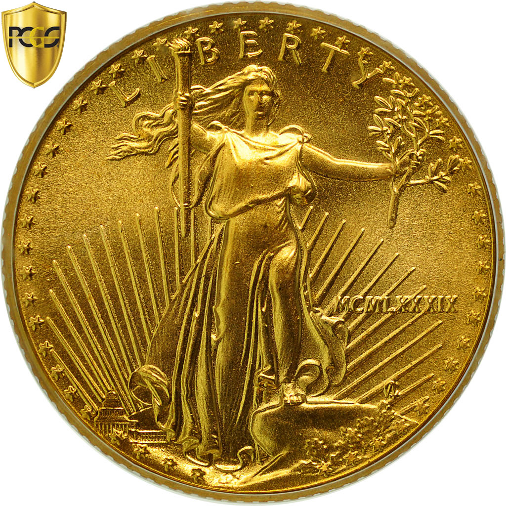 Coin, United States, $5, 1989, U.S. Mint, Philadelphia, PCGS, MS69, MS(65-70)