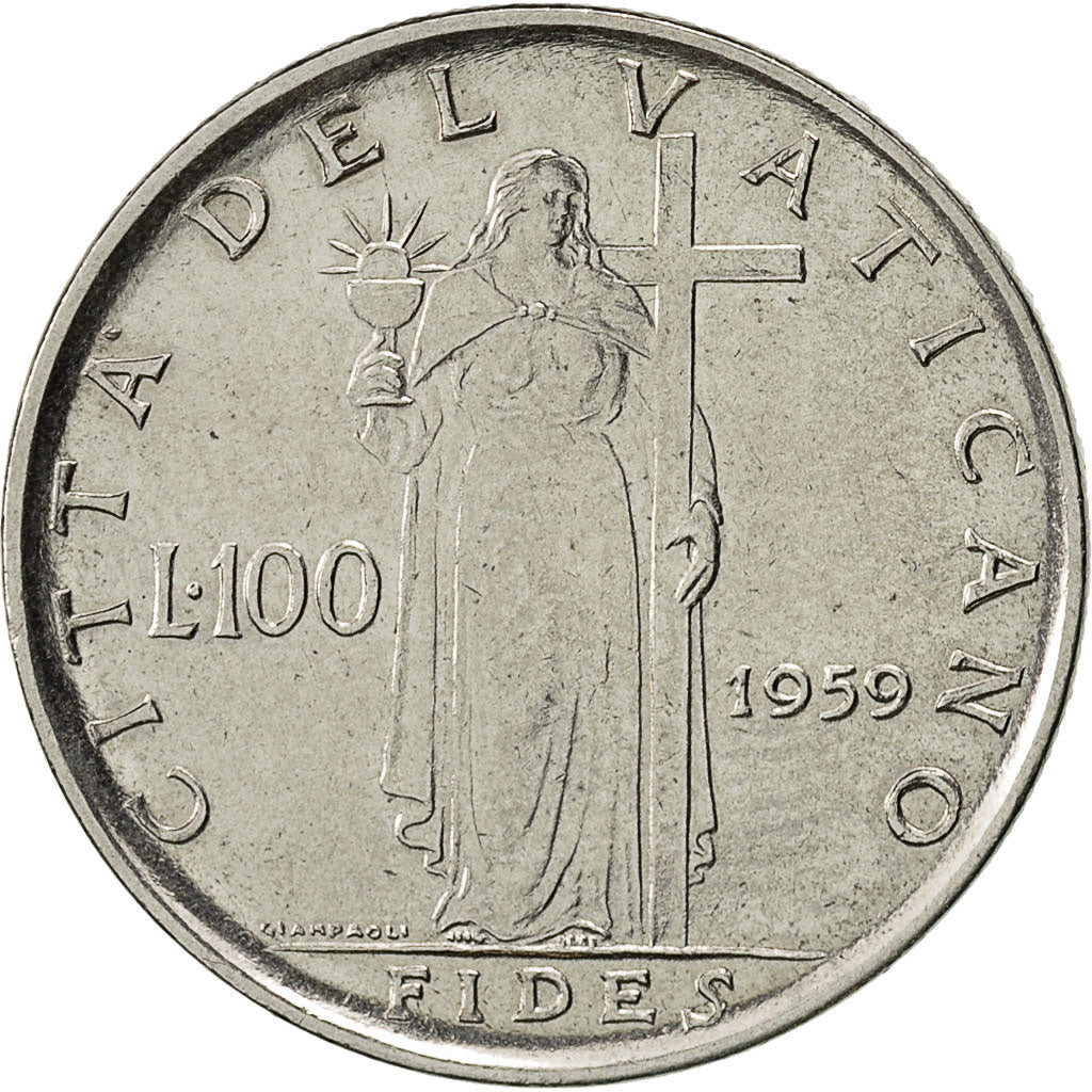 Moneta, CITTÀ DEL VATICANO, John XXIII, 100 Lire, 1959, Rome, SPL, Acciaio