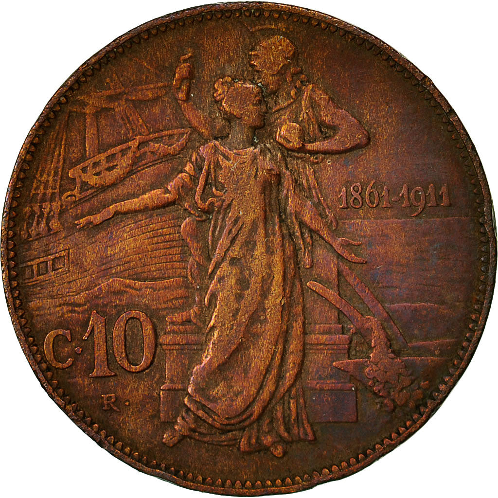 Moneta, Italia, Vittorio Emanuele III, 10 Centesimi, 1911, Rome, BB, Bronzo