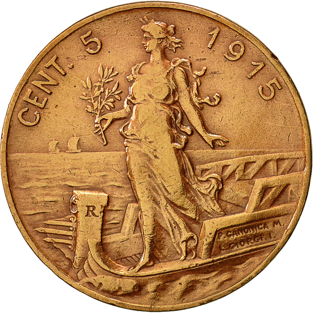 Moneta, Italia, Vittorio Emanuele III, 5 Centesimi, 1915, Rome, BB, Bronzo