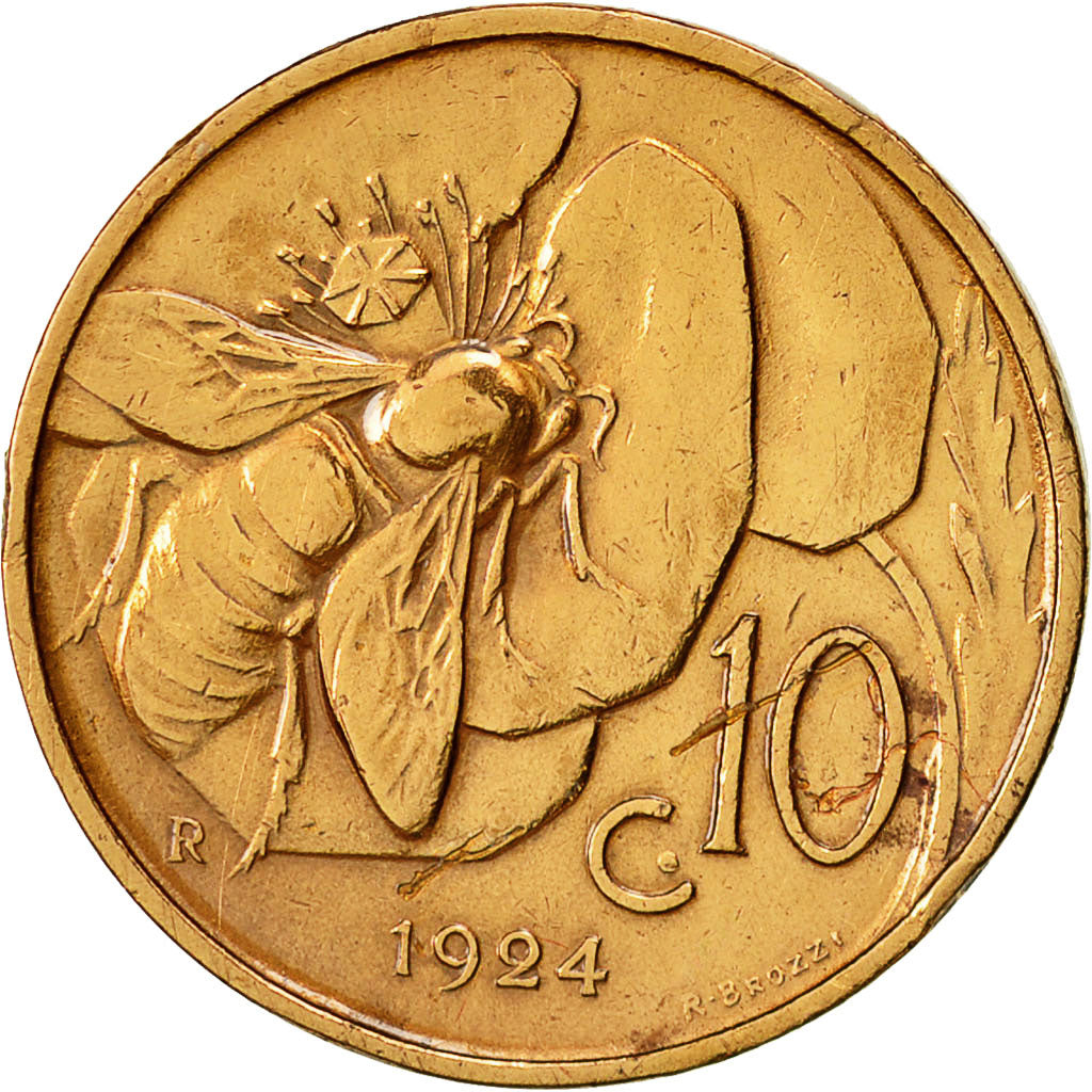 Monnaie, Italie, Vittorio Emanuele III, 10 Centesimi, 1924, Rome, TTB+, Bronze