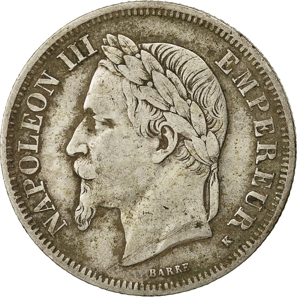 Moneta, Francia, Napoleon III, Napoléon III, 2 Francs, 1867, Bordeaux, BB