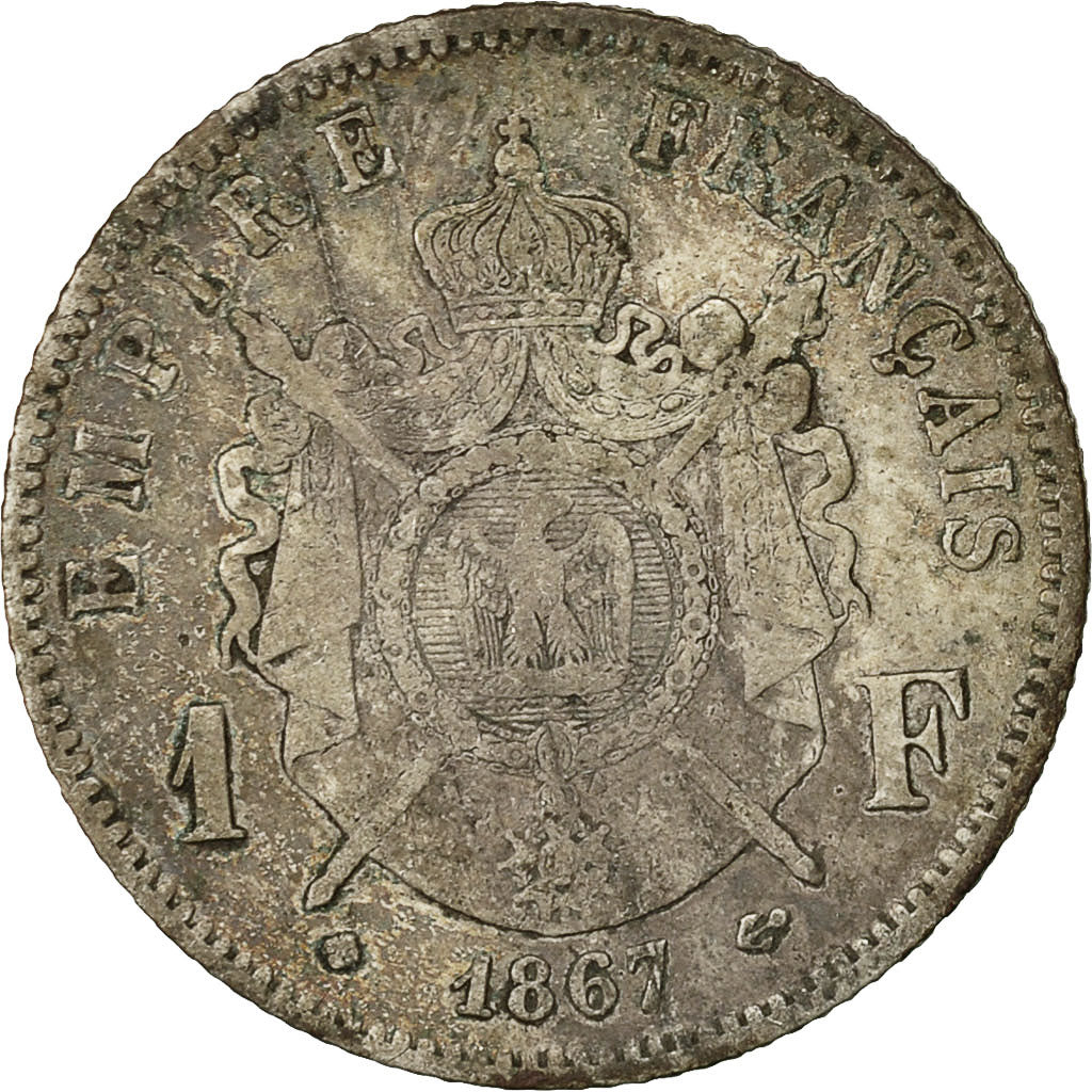 Monnaie, France, Napoleon III, Napoléon III, Franc, 1867, Strasbourg, TB