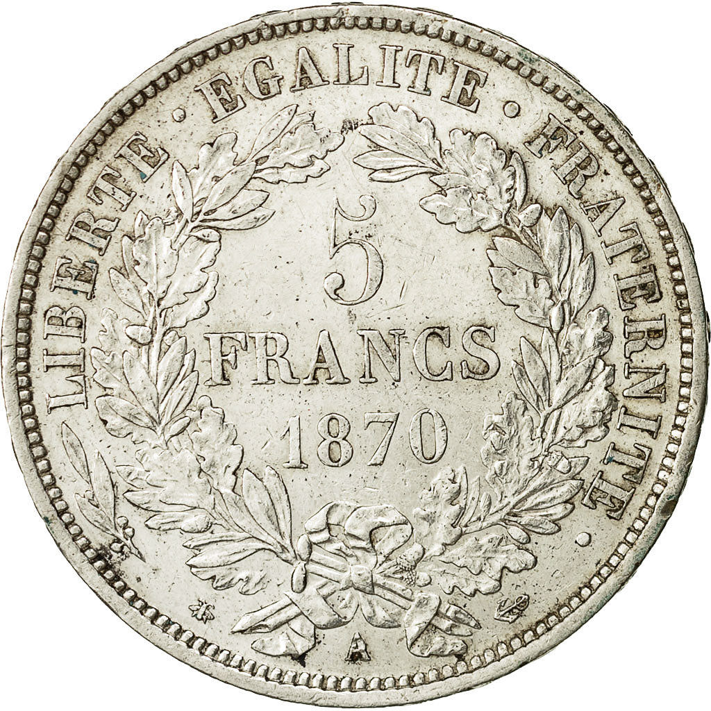 Coin, France, Cérès, 5 Francs, 1870, Paris, AU(55-58), Silver, KM:819