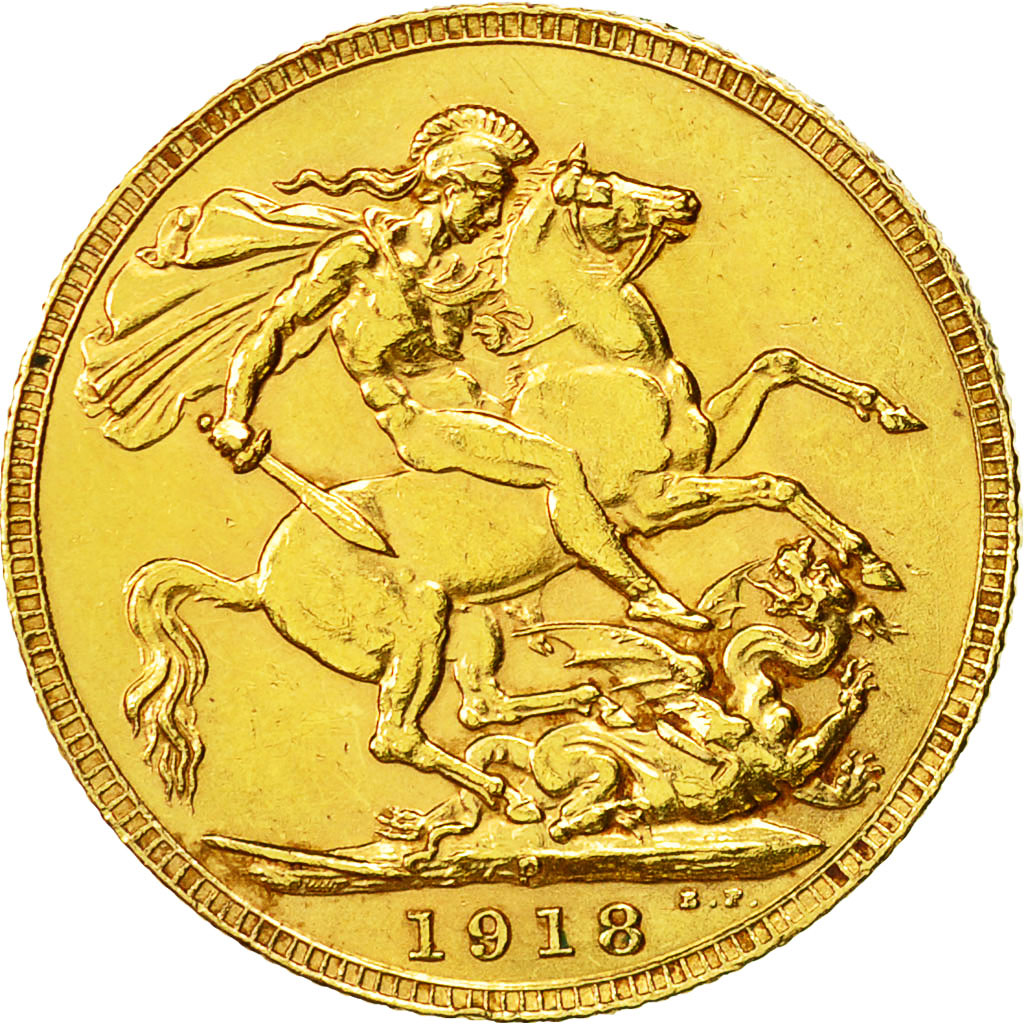Coin, Australia, George V, Sovereign, 1918, Perth, MS(60-62), Gold, KM:29