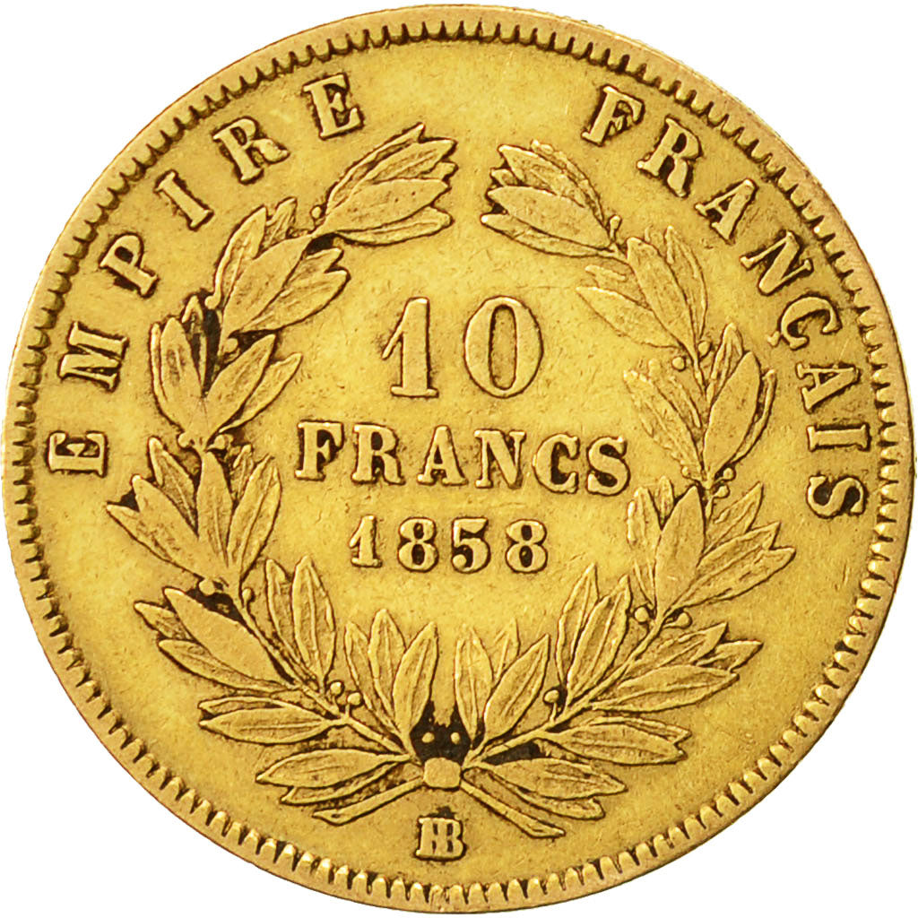 Monnaie, France, Napoleon III, Napoléon III, 10 Francs, 1858, Strasbourg, TB+