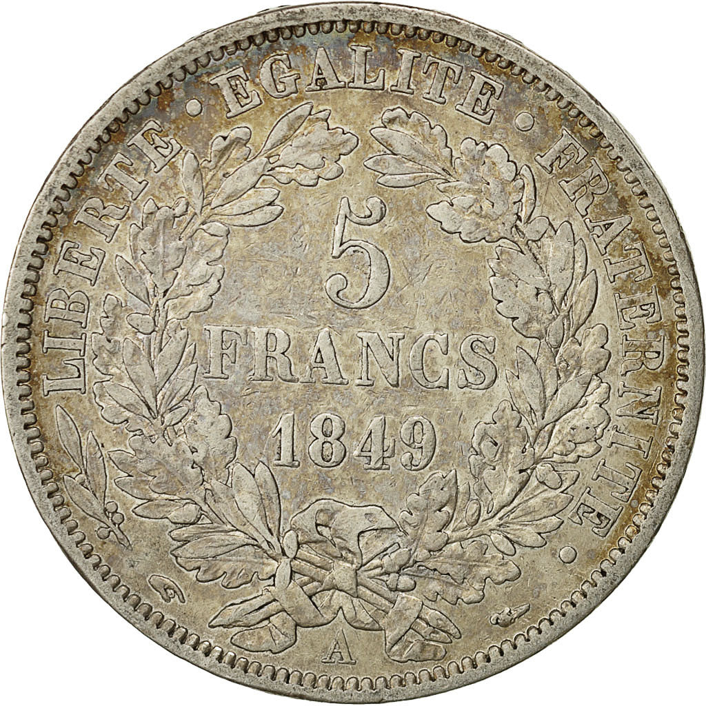 Coin, France, Cérès, 5 Francs, 1849, Paris, EF(40-45), Silver, KM:761.1