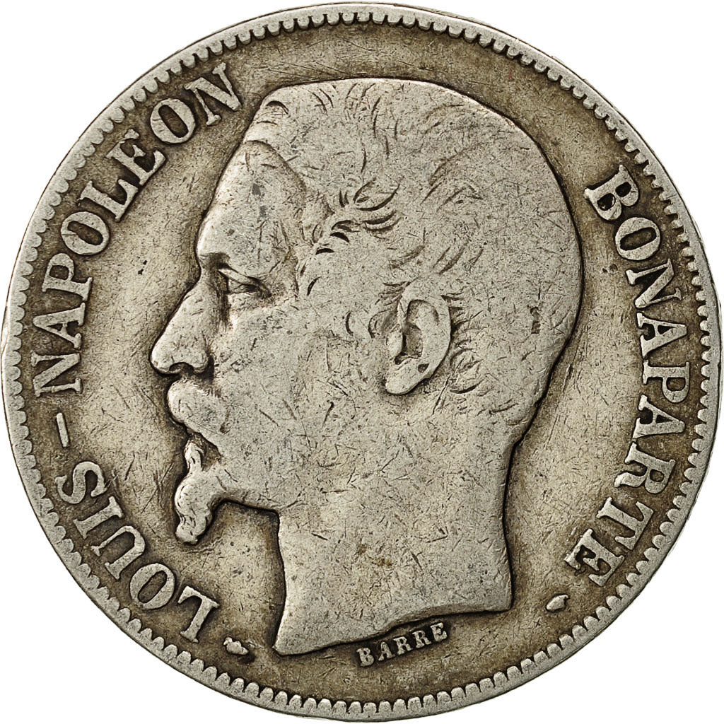 Moneta, Francia, Napoléon III, 5 Francs, 1852, Paris, MB+, Argento, KM:773.1