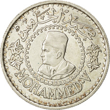 Coin, Morocco, Mohammed V, 500 Francs, 1956, Paris, AU(55-58), Silver, KM:54