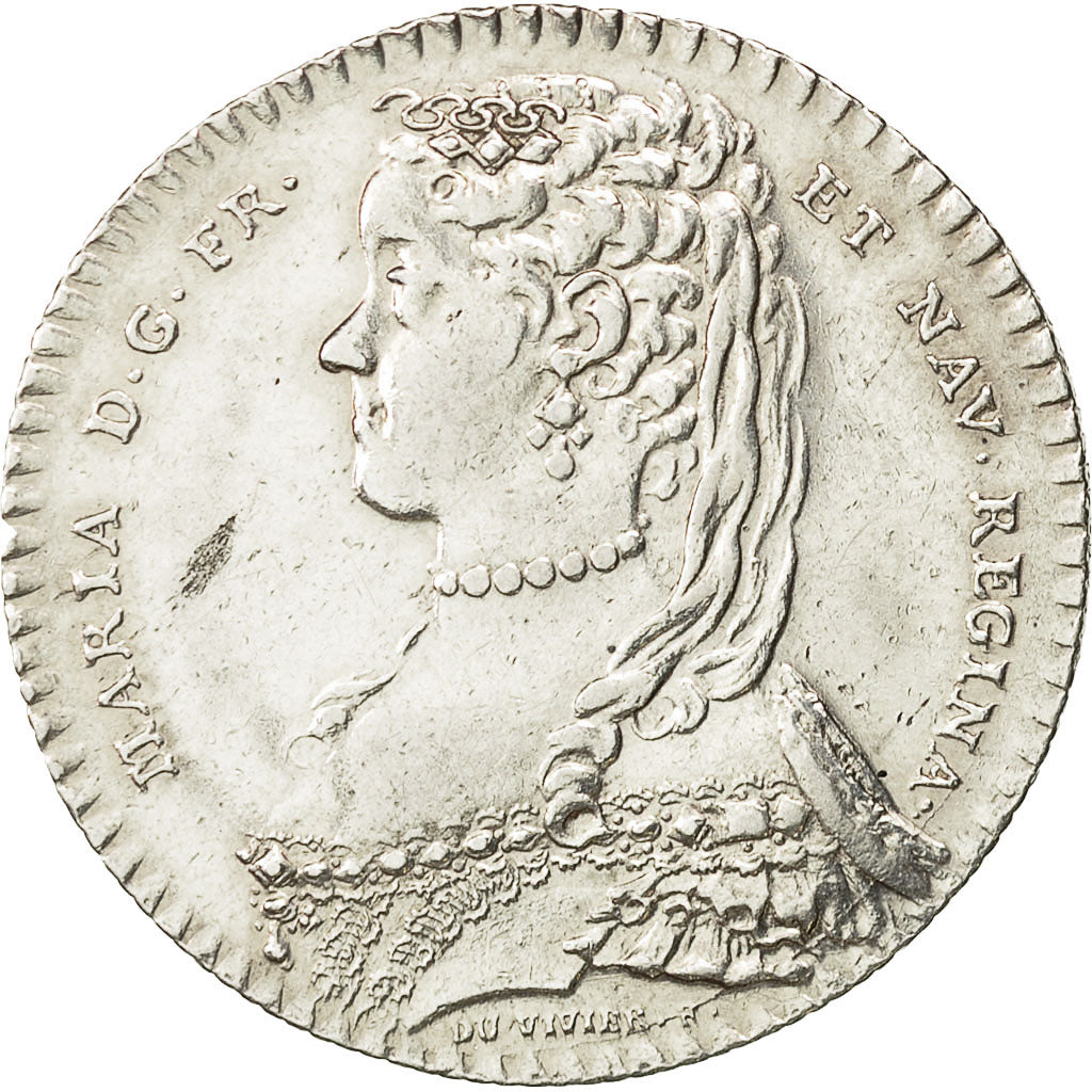 France, Token, Maison de la Reine, 1748, Duvivier, AU(55-58), Silver
