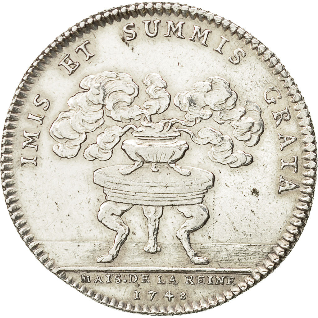 France, Token, Maison de la Reine, 1748, Duvivier, AU(55-58), Silver