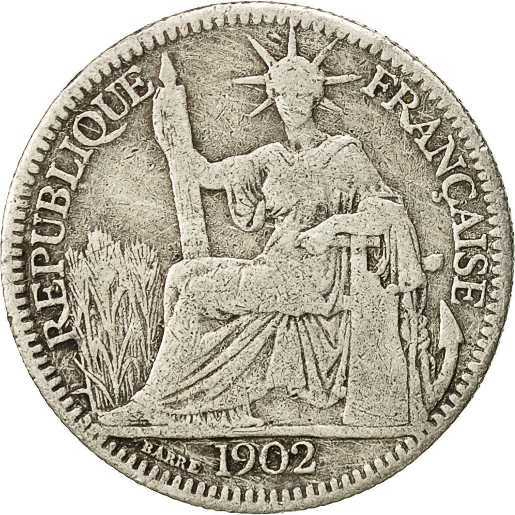 Coin, FRENCH INDO-CHINA, 10 Cents, 1902, Paris, VF(30-35), Silver, KM:9