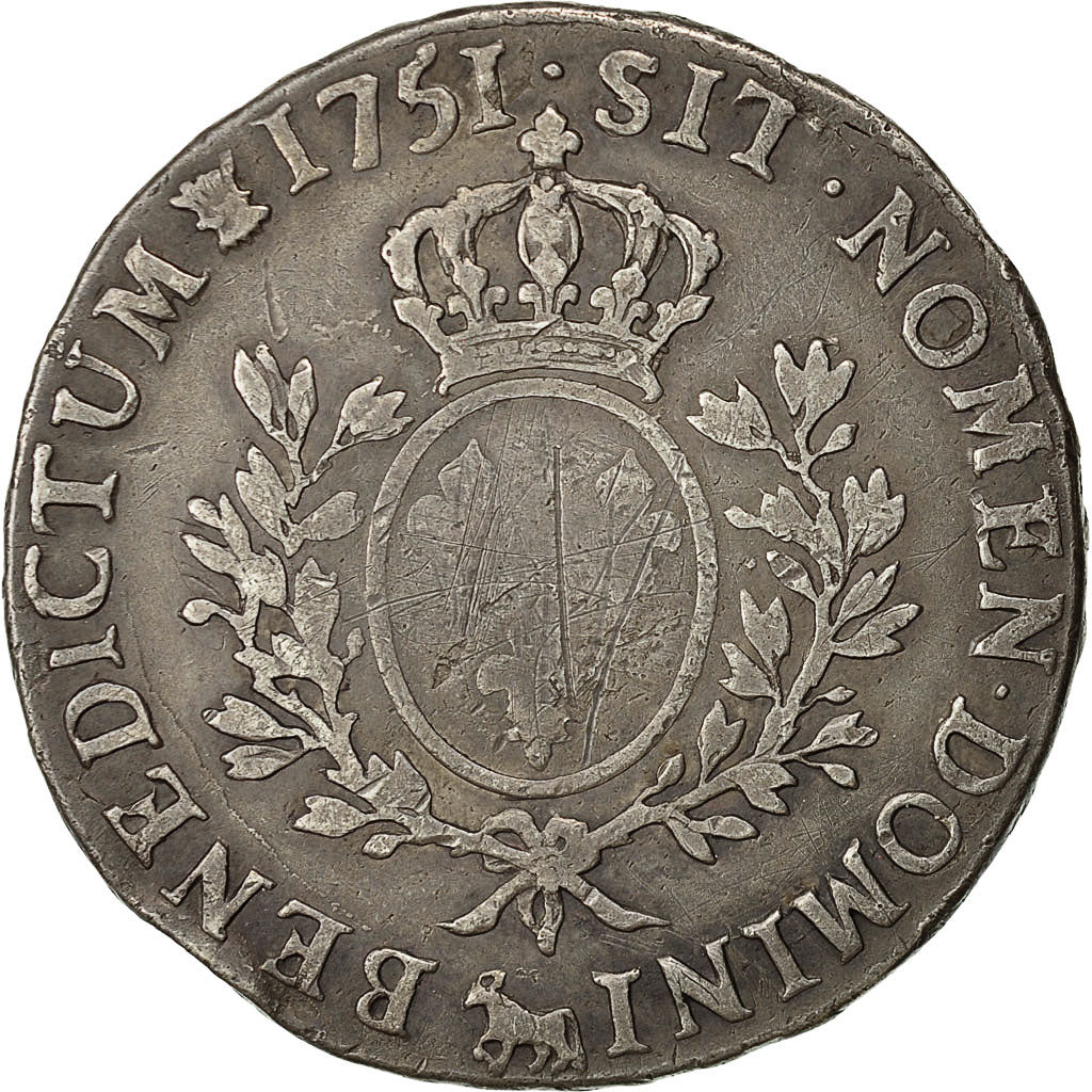 Monnaie, France, Louis XV, Écu de Béarn au bandeau, 1751, Pau, TB+, Gad. 322a