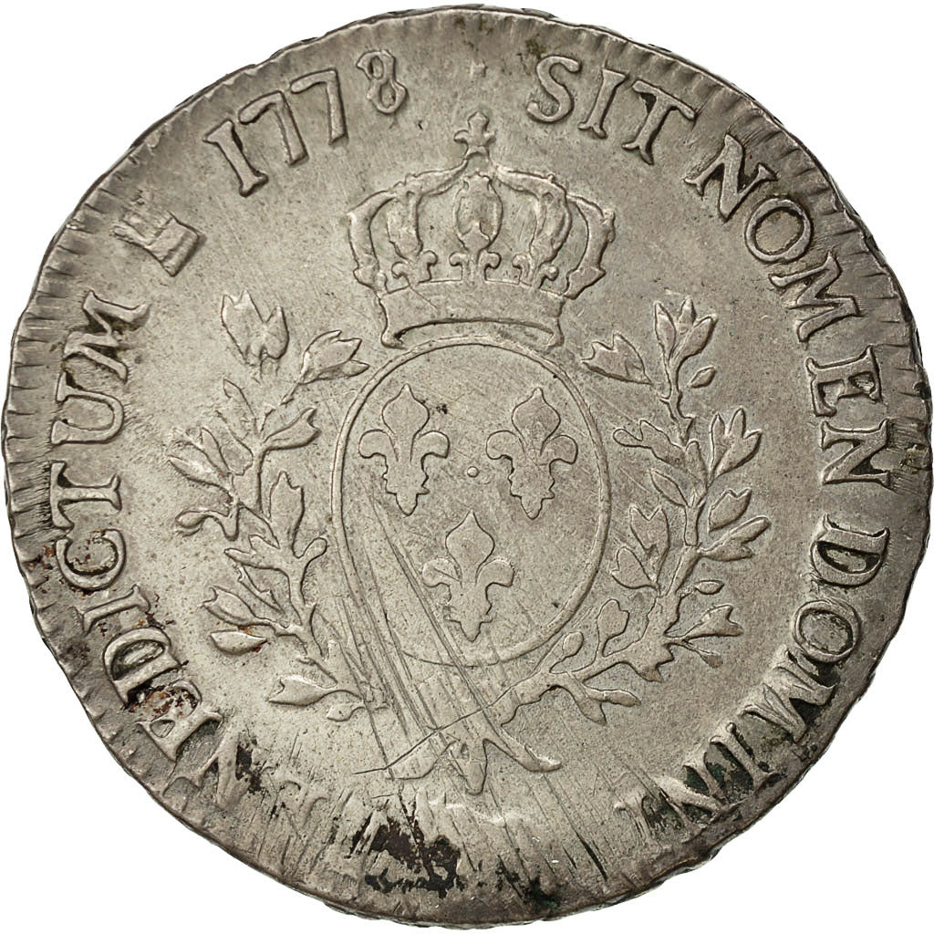 Moneta, Francja, Louis XVI, Écu de Béarn aux branches d'olivier, Ecu, 1778