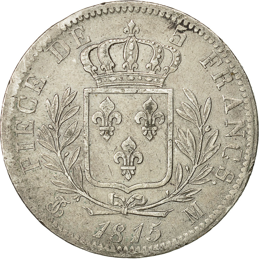 Coin, France, Louis XVIII, 5 Francs, 1815, Toulouse, EF(40-45), Silver, KM 702.9