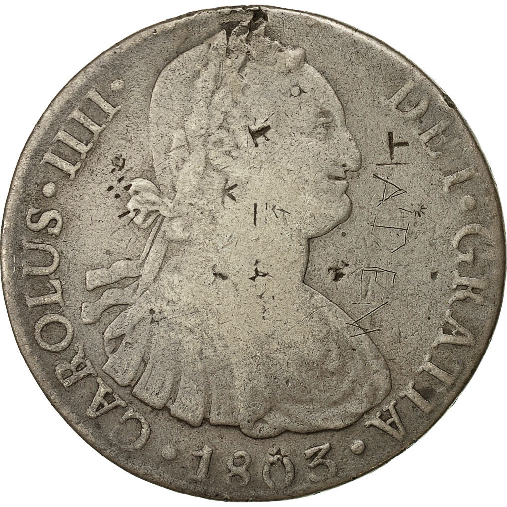 Coin, Peru, Charles IV, 8 Reales, 1803, Lima, VF(20-25), Silver, KM 97