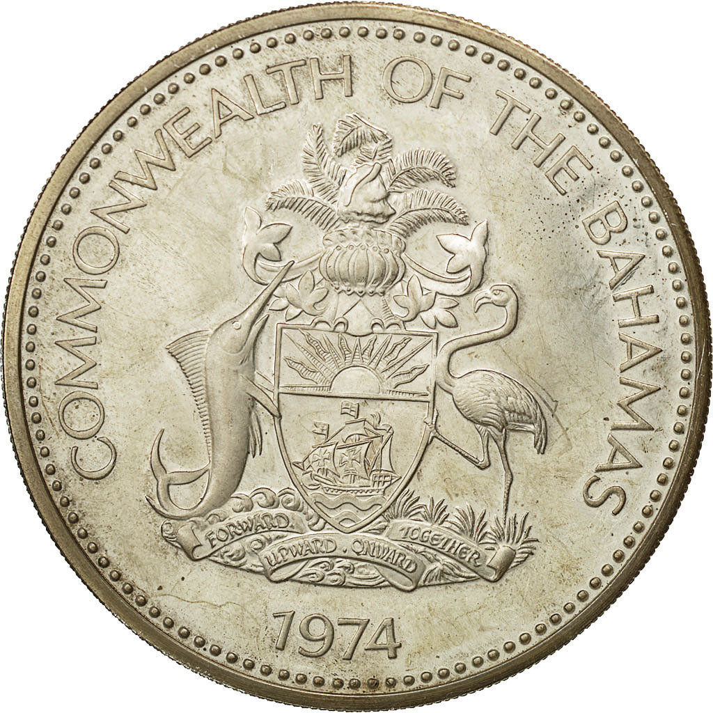 Moneta, Bahamas, Elizabeth II, 10 Dollars, 1974, Franklin Mint, U.S.A., SPL-