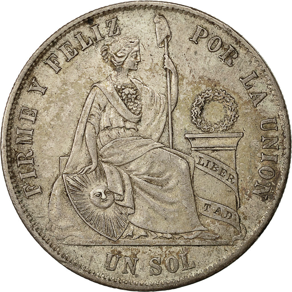 Moneta, Perù, SOUTH PERU, Sol, 1869, Lima, BB+, Argento, KM:196.3