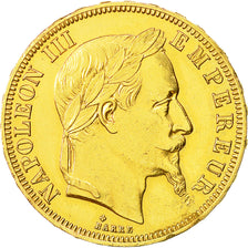 Coin, France, Napoleon III, 50 Francs, 1866 BB, AU(50-53), Gold, KM 804.2
