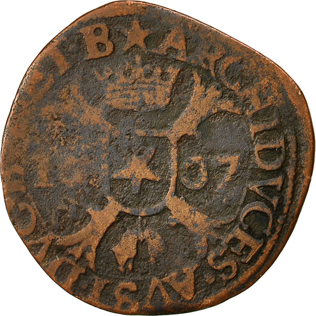 Moneta, Paesi Bassi Spagnoli, BRABANT, Albert & Isabella, Liard, 12 Mites, 1607