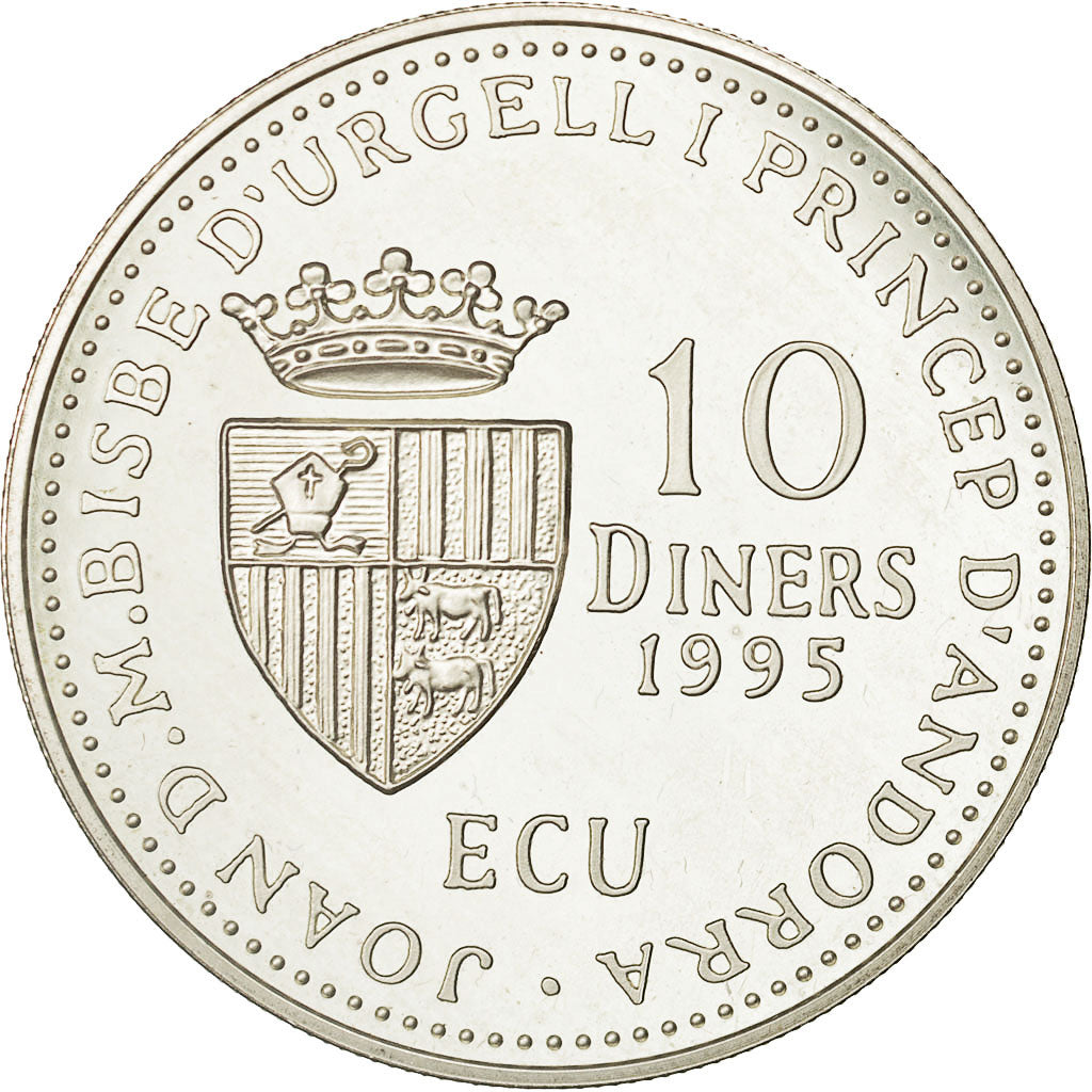 Coin, Andorra, 10 Diners, 1995, MS(65-70), Silver, KM 114