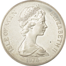 Münze, Isle of Man, Elizabeth II, Crown, 1976, Pobjoy Mint, VZ+, Silber, KM:37a