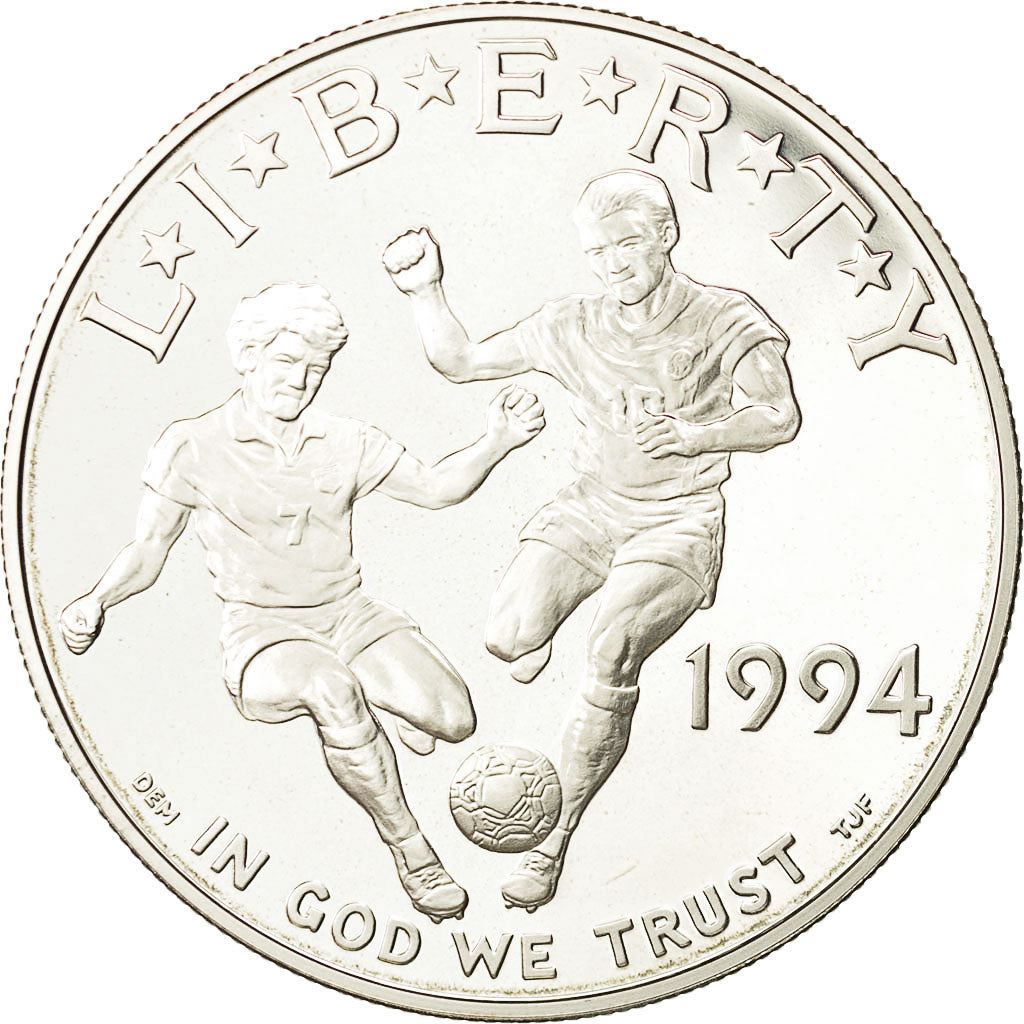 Coin, United States, Dollar, 1994 World Cup Soccer, MS(65-70), Silver, KM 247