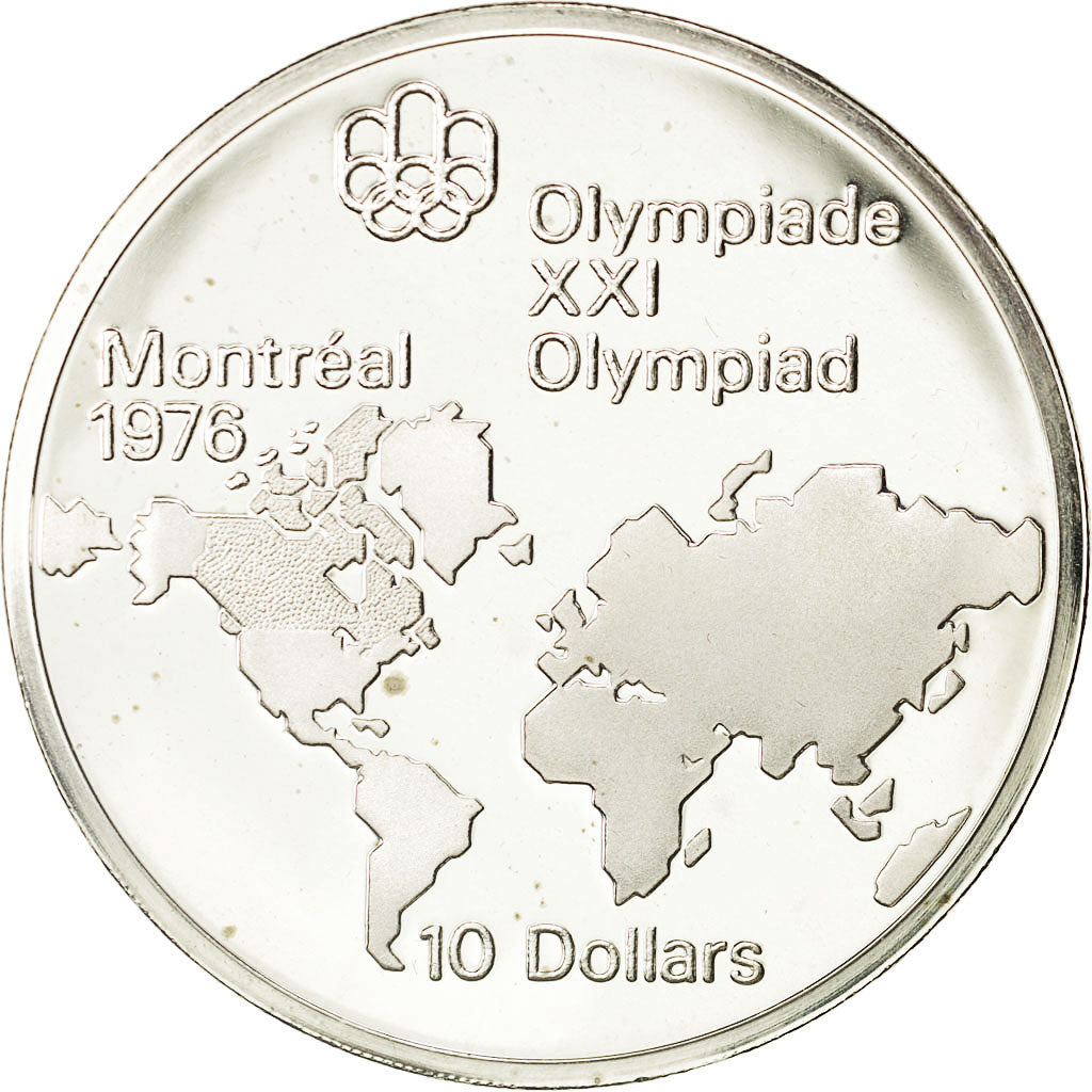 Coin, Canada, Elizabeth II, 10 Dollars, 1973 Olympics, Ottawa, Silver, KM 86.1