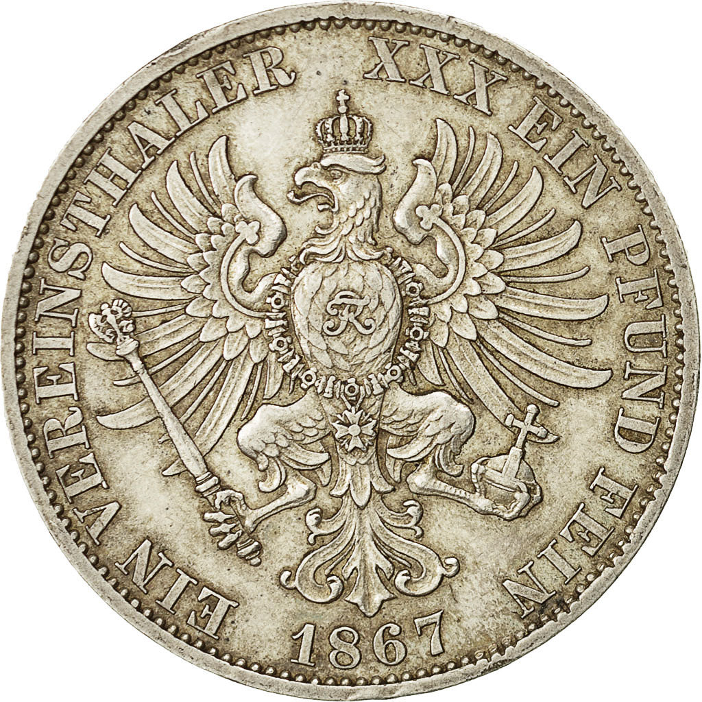 Coin, Germany, PRUSSIA, Wilhelm I, Thaler, 1867 A, AU(50-53), Silver, KM 494