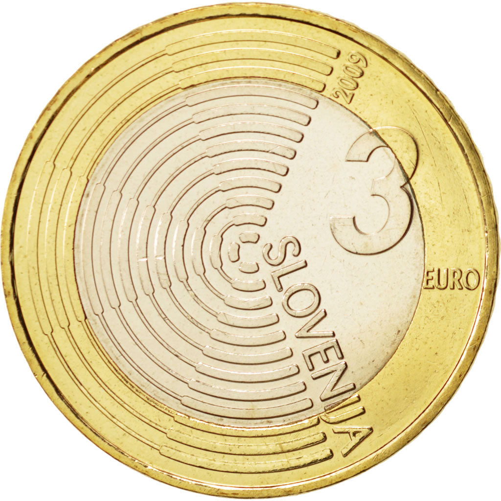 Slovenia, 3 Euro, 2009, MS(63), Bi-Metallic, KM:85