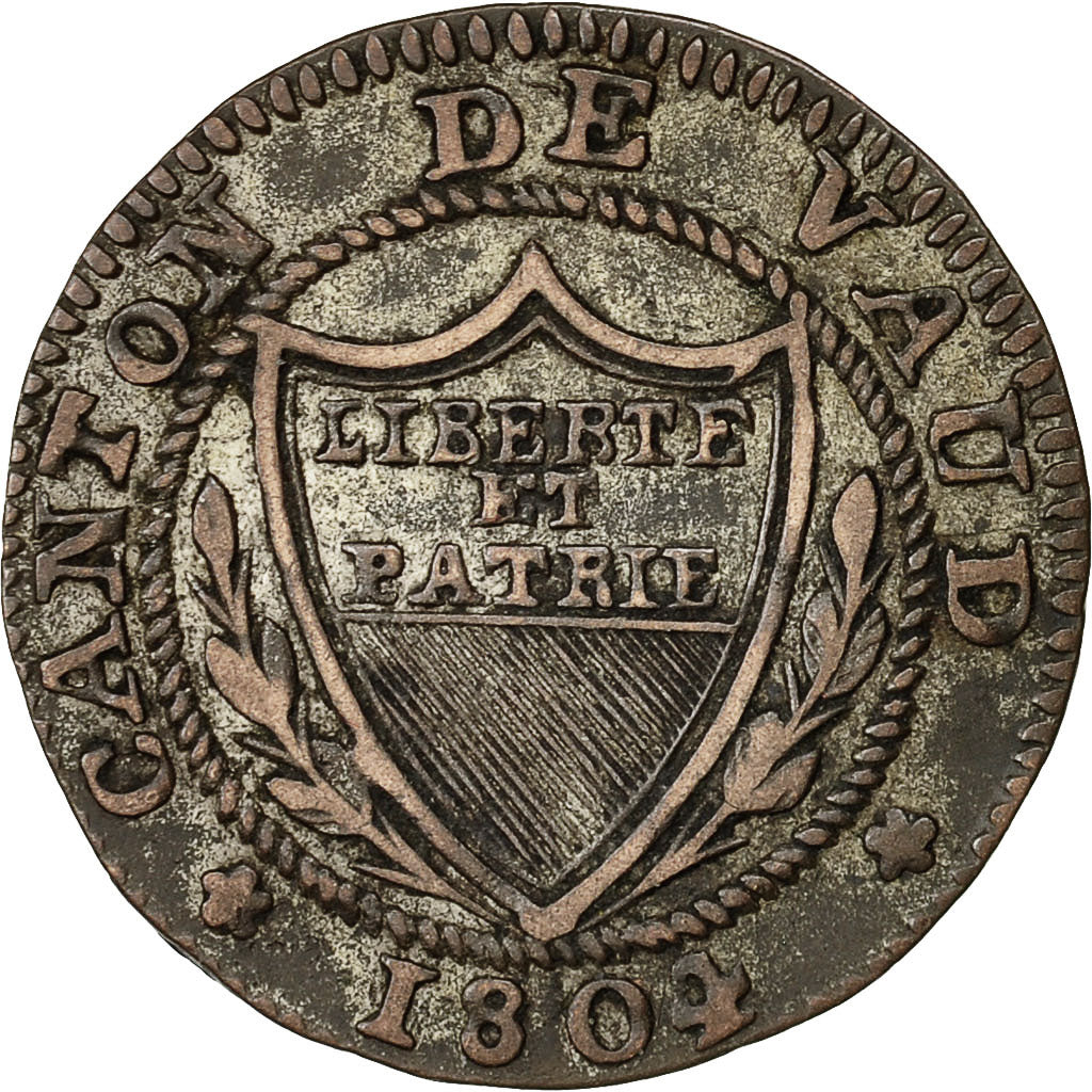 Münze, SWISS CANTONS, VAUD, 1/2 Batzen-5 Rappen, 1804, SS, Billon, KM:6