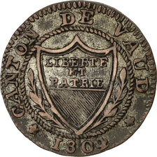 Coin, SWISS CANTONS, VAUD, 1/2 Batzen-5 Rappen, 1804, EF(40-45), Billon, KM 6