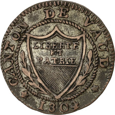 Münze, SWISS CANTONS, VAUD, 1/2 Batzen-5 Rappen, 1804, SS, Billon, KM:6