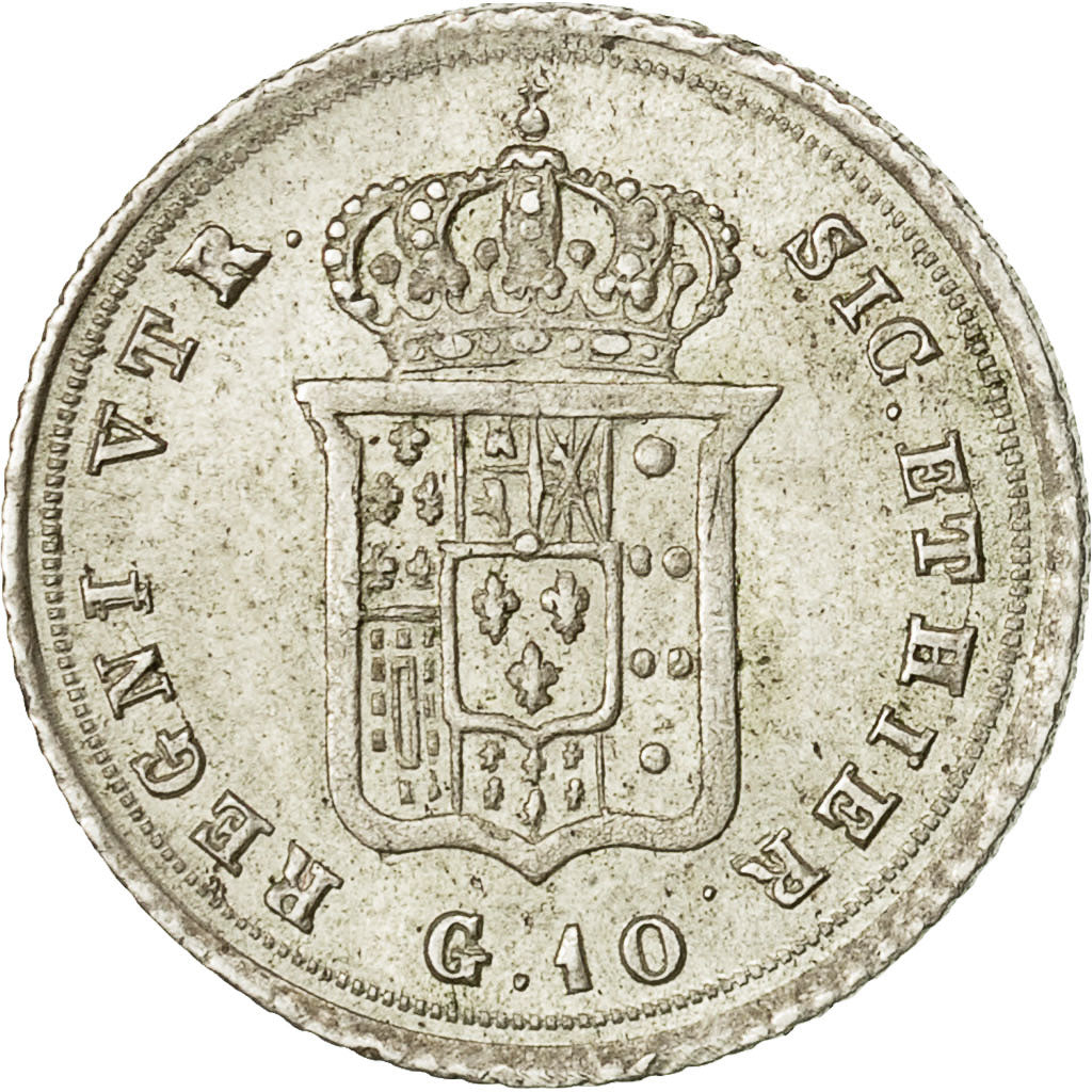 Coin, Italy, NAPLES, Ferdinando II, 10 Grana, 1836, AU(55-58), Silver, KM 323