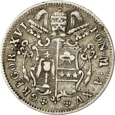 Coin, Vatican, Gregory XVI, 5 Baiocchi, 1845, Rome, EF(40-45), Silver, KM 1321